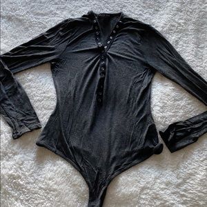 Fashion Nova Gray/Black Bodysuit